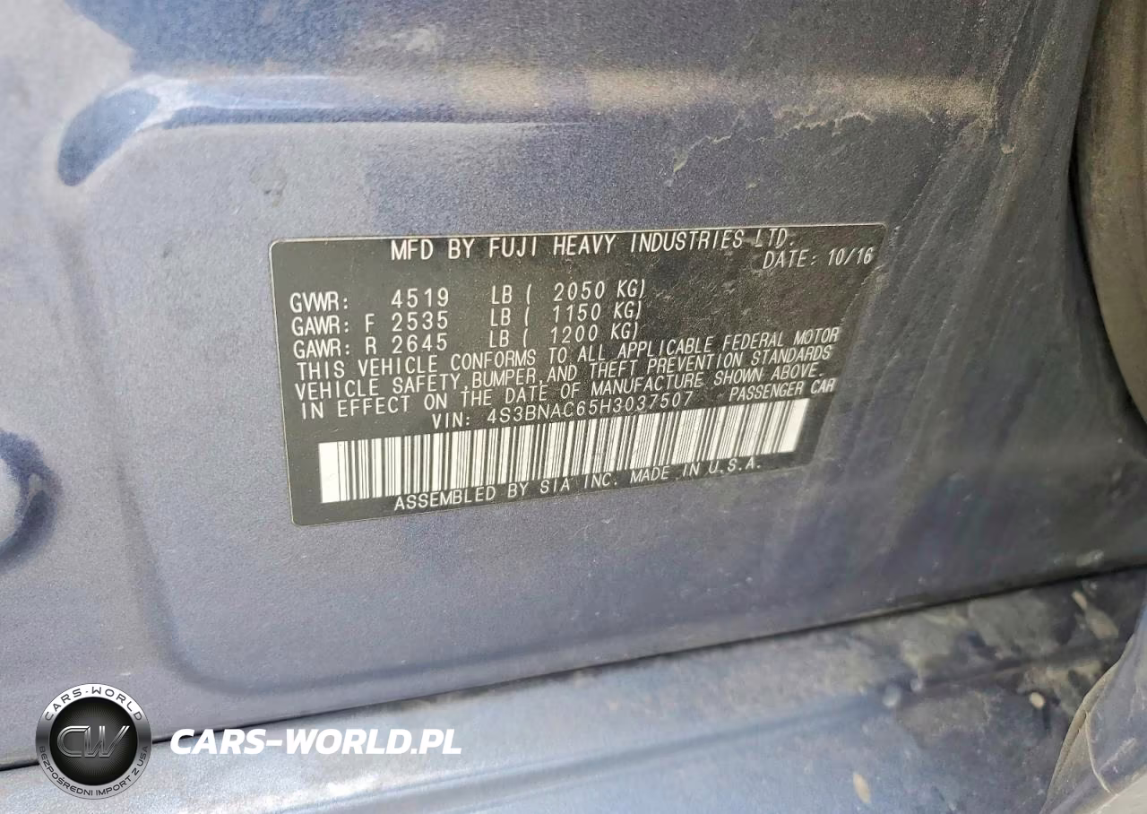 2017 Subaru Legacy 2.5I Premium VIN:4S3BNAC65H3037507 - 13