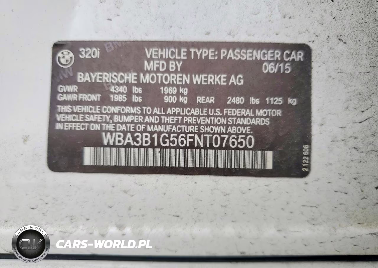 2015 BMW 320 I VIN:WBA3B1G56FNT07650 - 12