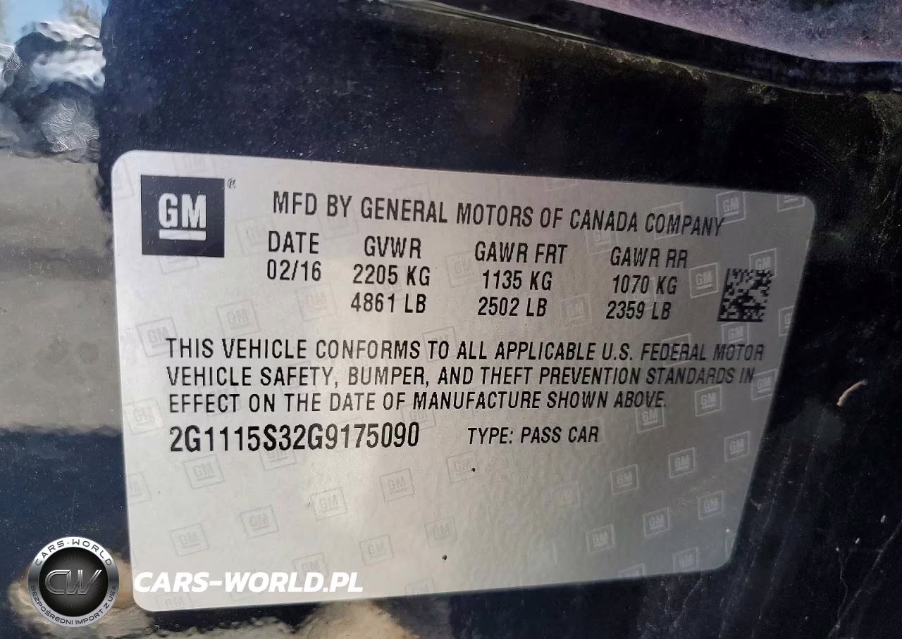 2016 Chevrolet Impala Lt VIN:2G1115S32G9175090 - 12