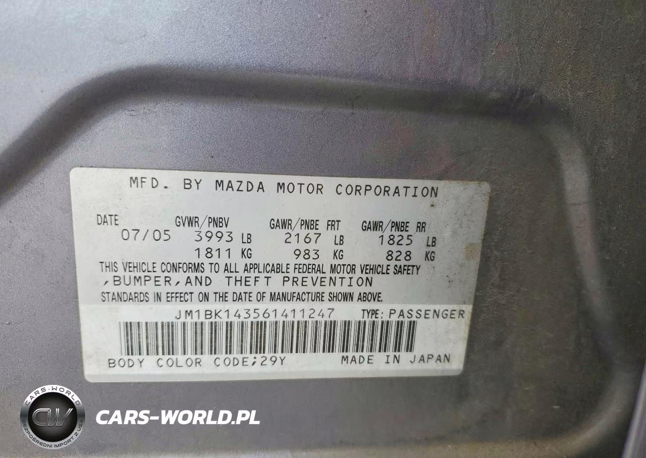 2006 Mazda 3 Hatchback VIN:JM1BK143561411247 - 12