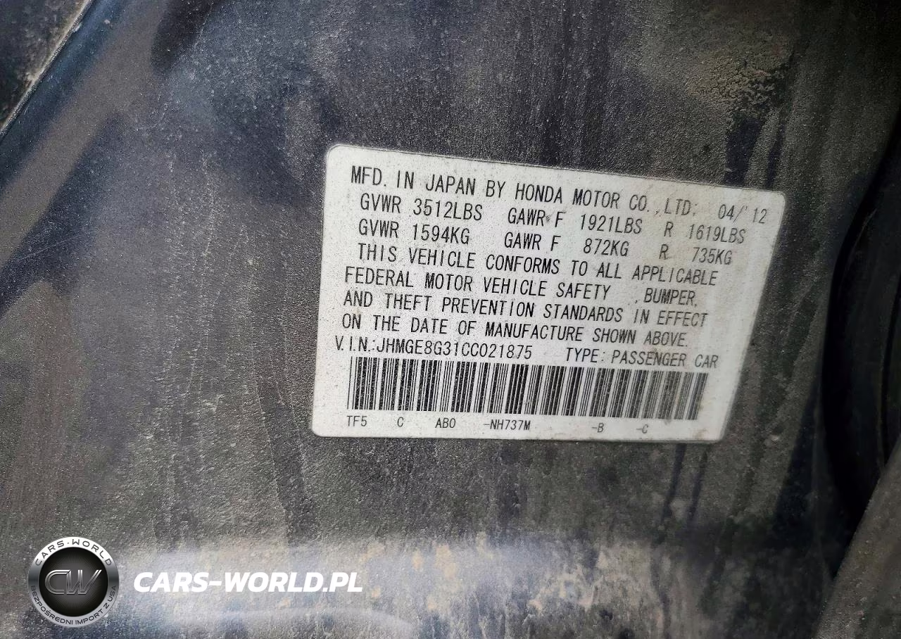 2012 Honda Fit VIN:JHMGE8G31CC021875 - 12