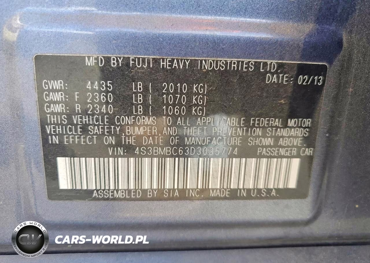 2013 Subaru Legacy 2.5I Premium VIN:4S3BMBC63D3035774 - 12