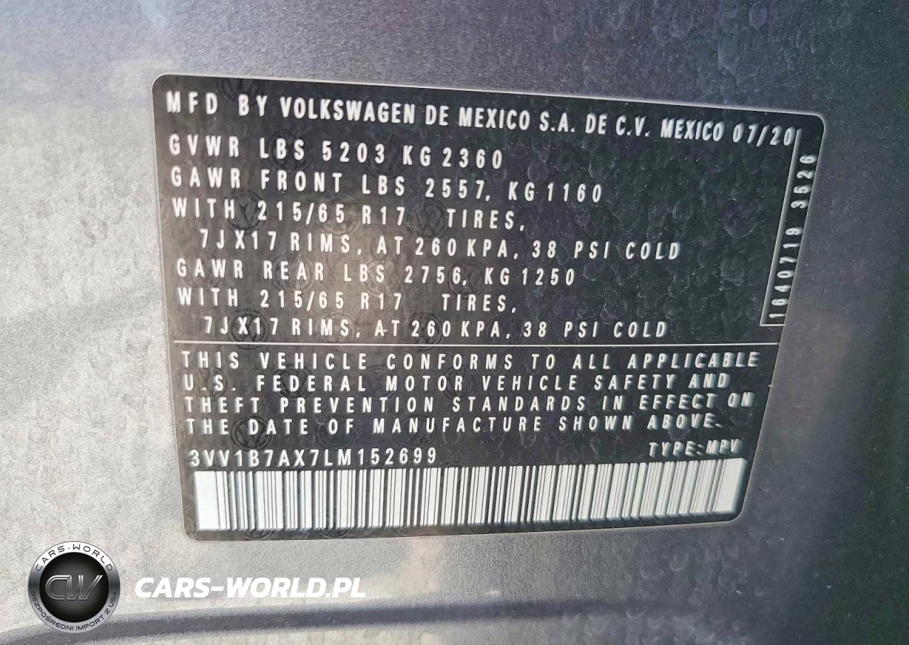 2020 Volkswagen Tiguan S VIN:3VV1B7AX7LM152699 - 13