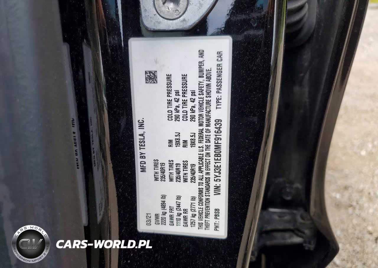 2021 Tesla Model 3 VIN:5YJ3E1EB0MF916439 - 12