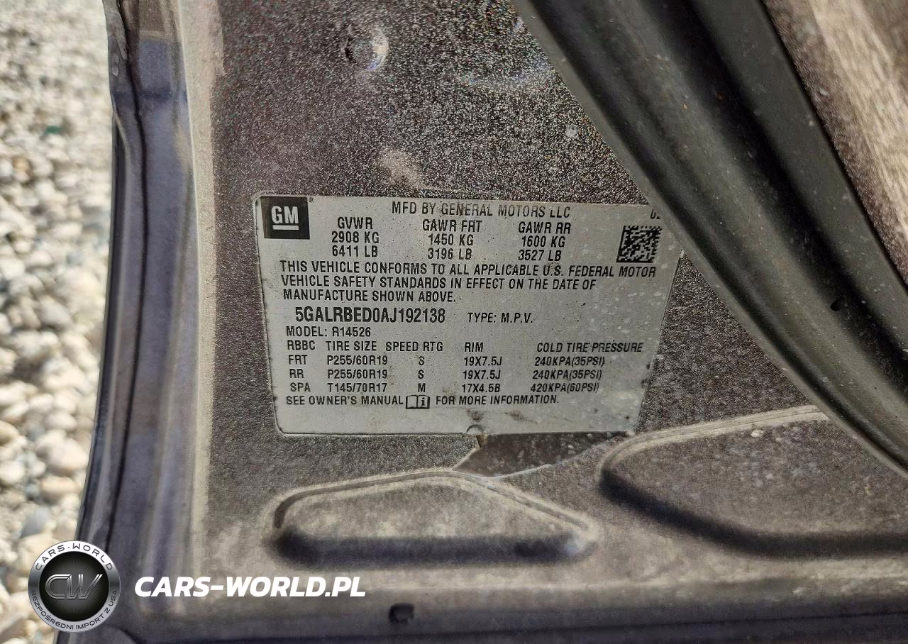2010 Buick Enclave Cxl VIN:5GALRBED0AJ192138 - 12