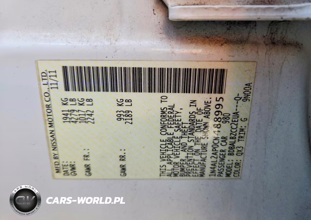2012 Nissan Altima 2.5 S VIN:1N4AL2AP0CN488995 - 12