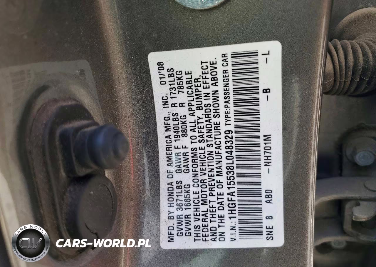 2008 Honda Civic VIN:1HGFA15538L048329 - 13