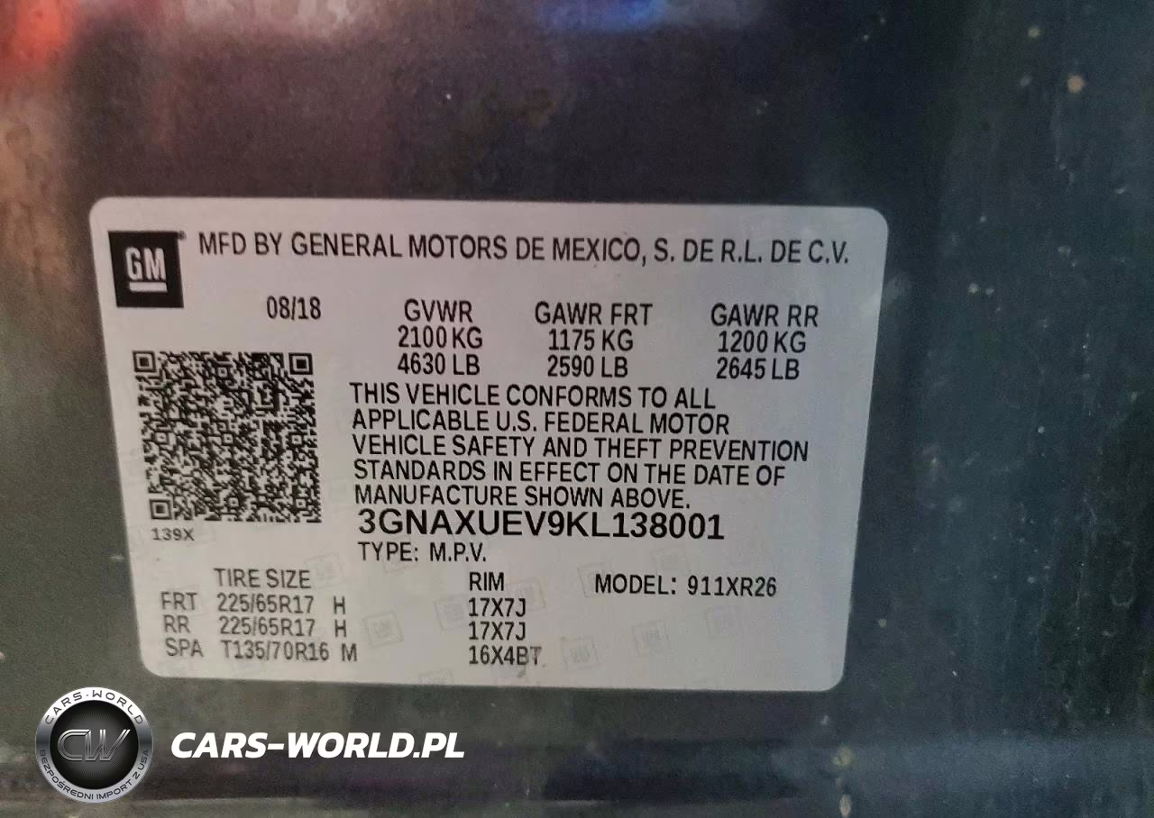 2019 Chevrolet Equinox Lt VIN:3GNAXUEV9KL138001 - 13