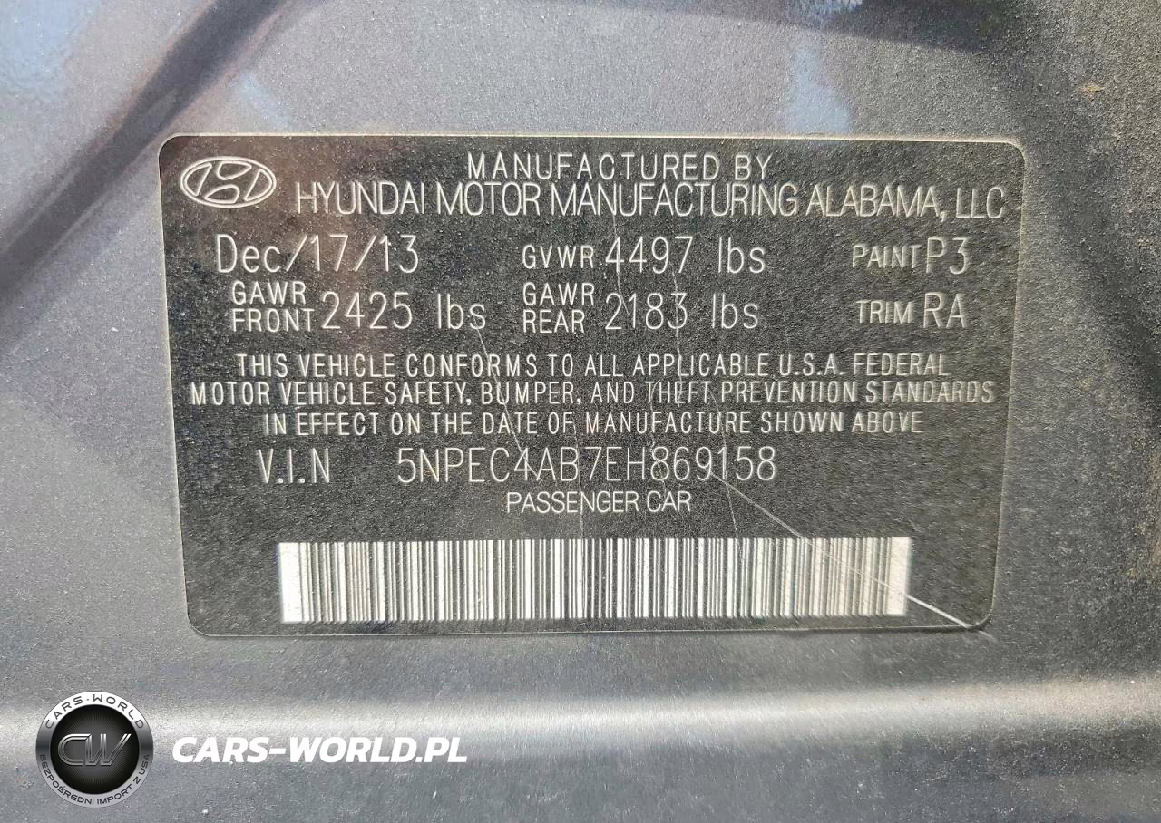 2014 Hyundai Sonata Limited 2.0T VIN:5NPEC4AB7EH869158 - 12