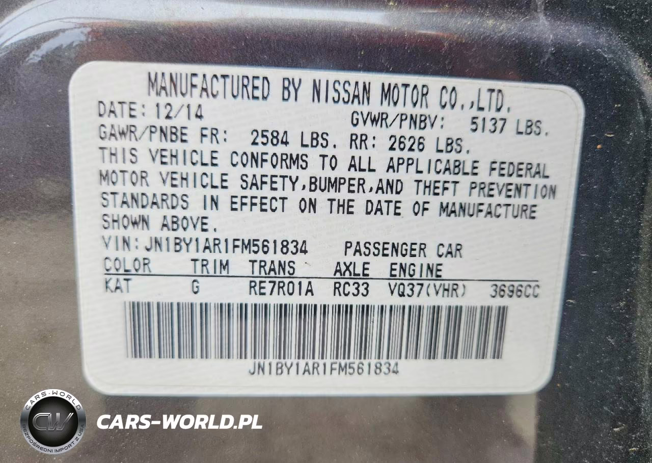 2015 Infiniti Q70 3.7 VIN:JN1BY1AR1FM561834 - 13