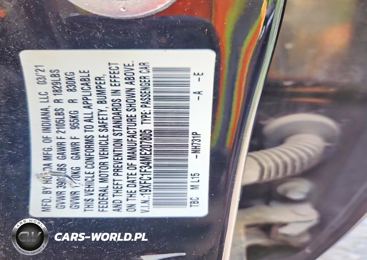 2021 Honda Civic Ex VIN:19XFC1F34ME207805 - 12