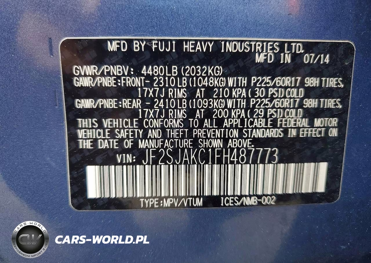 2015 Subaru Forester 2.5I Limited VIN:JF2SJAKC1FH487773 - 12