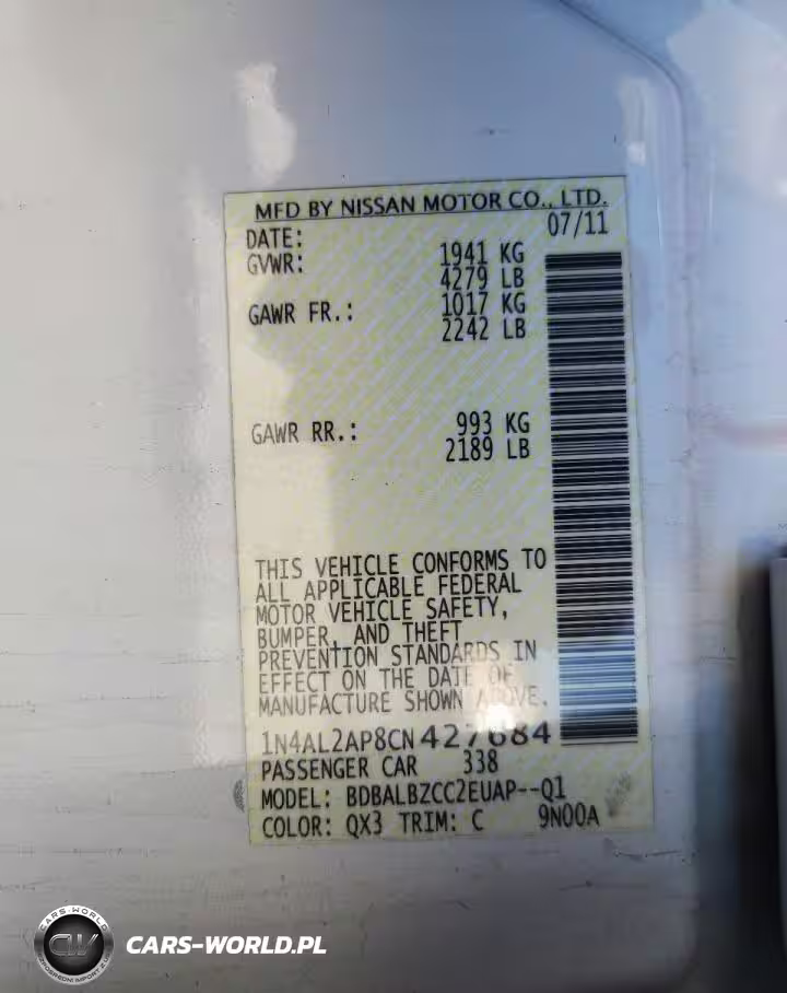 2012 Nissan Altima Base VIN:1N4AL2AP8CN427684 - 13