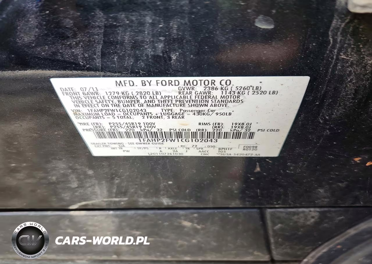 2012 Ford Taurus Limited VIN:1FAHP2FW1CG102043 - 13