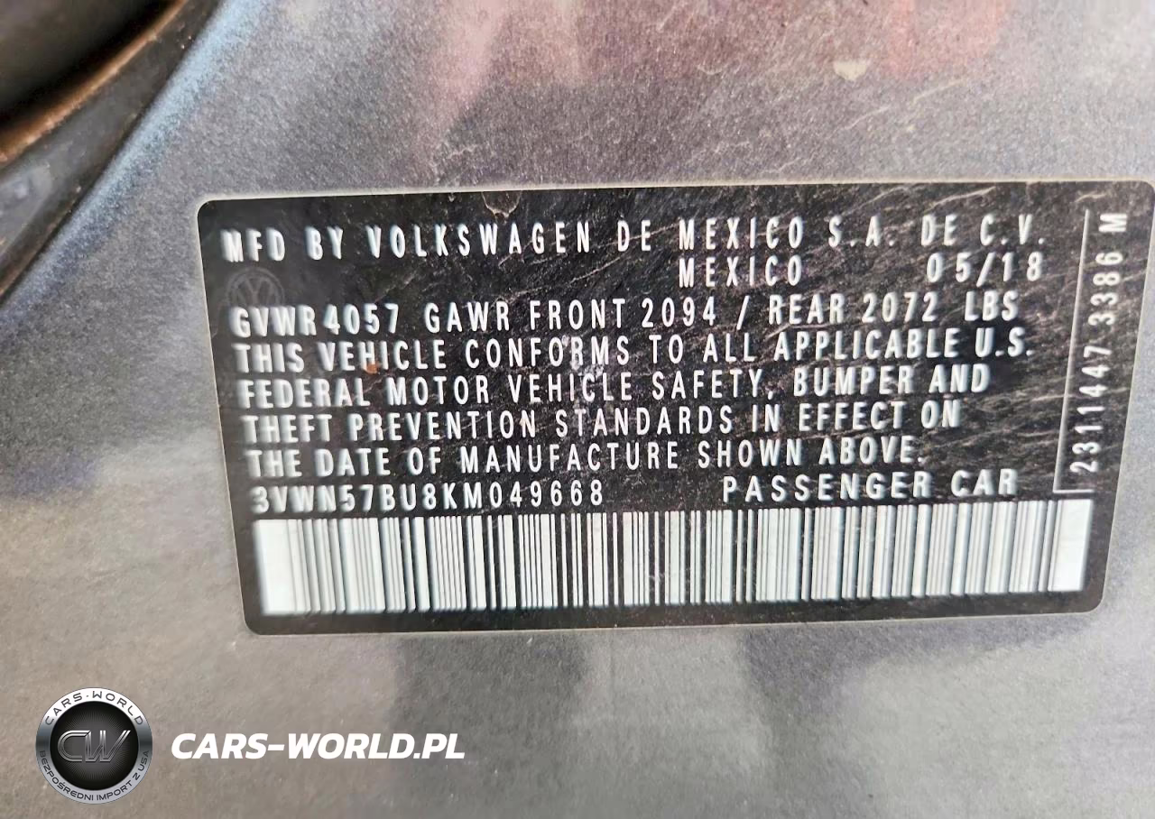 2019 Volkswagen Jetta S VIN:3VWN57BU8KM049668 - 12