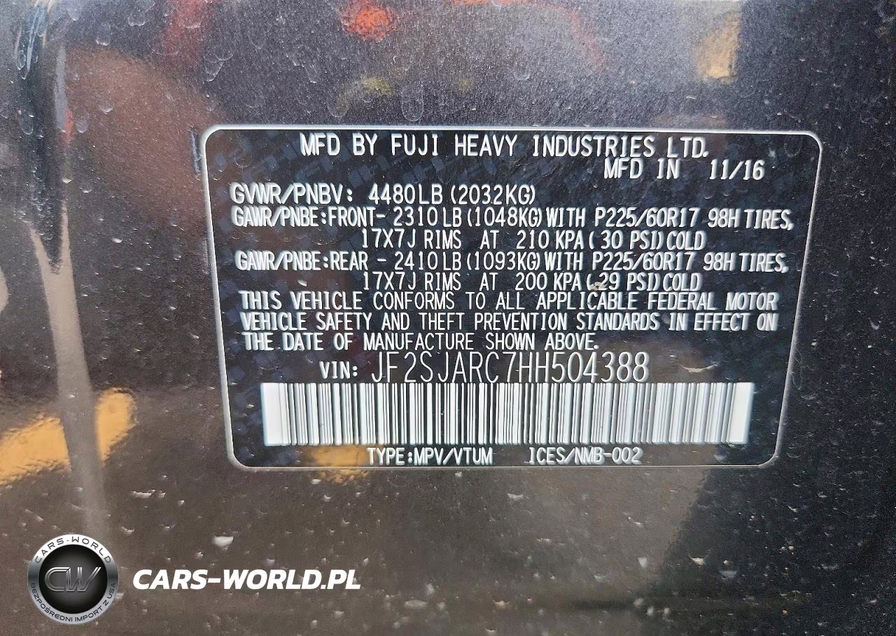 2017 Subaru Forester 2.5I Limited VIN:JF2SJARC7HH504388 - 13