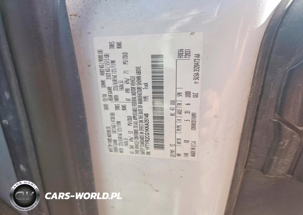 2019 Ford Transit T-250 VIN:1FTYR2CG1KKA35148 - 13
