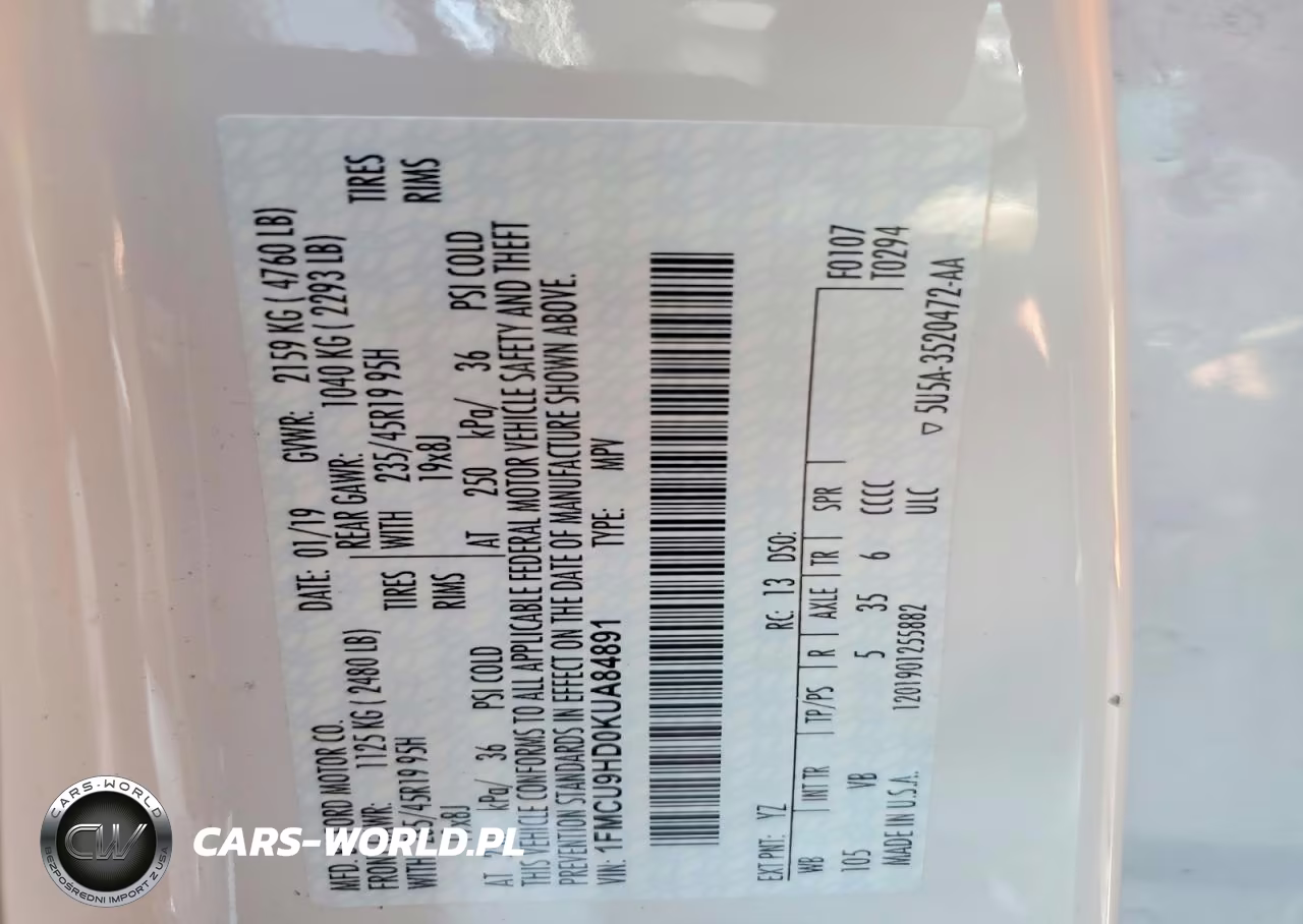 2019 Ford Escape Sel VIN:1FMCU9HD0KUA84891 - 13