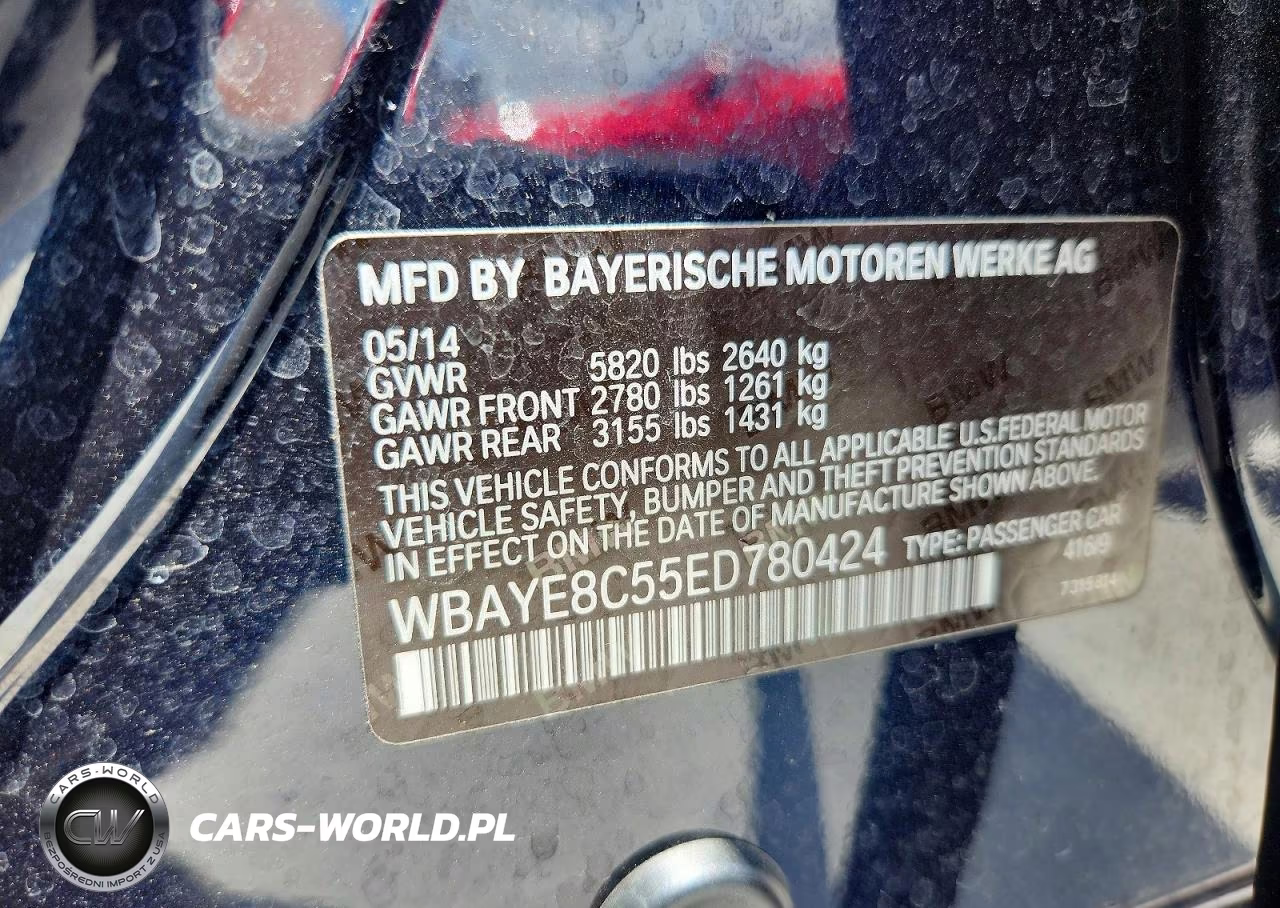 2014 BMW 750 Li VIN:WBAYE8C55ED780424 - 12