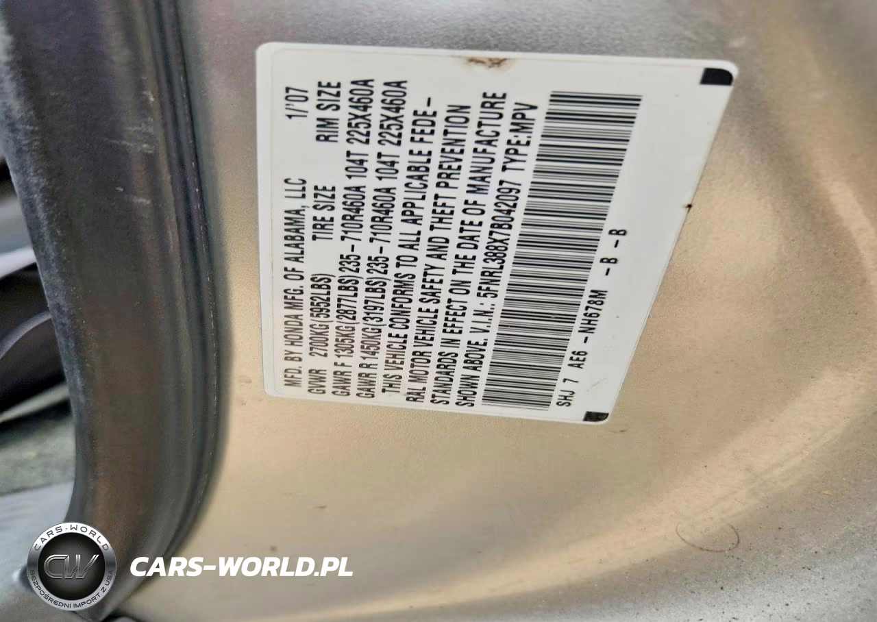 2007 Honda Odyssey Touring VIN:5FNRL388X7B042097 - 13