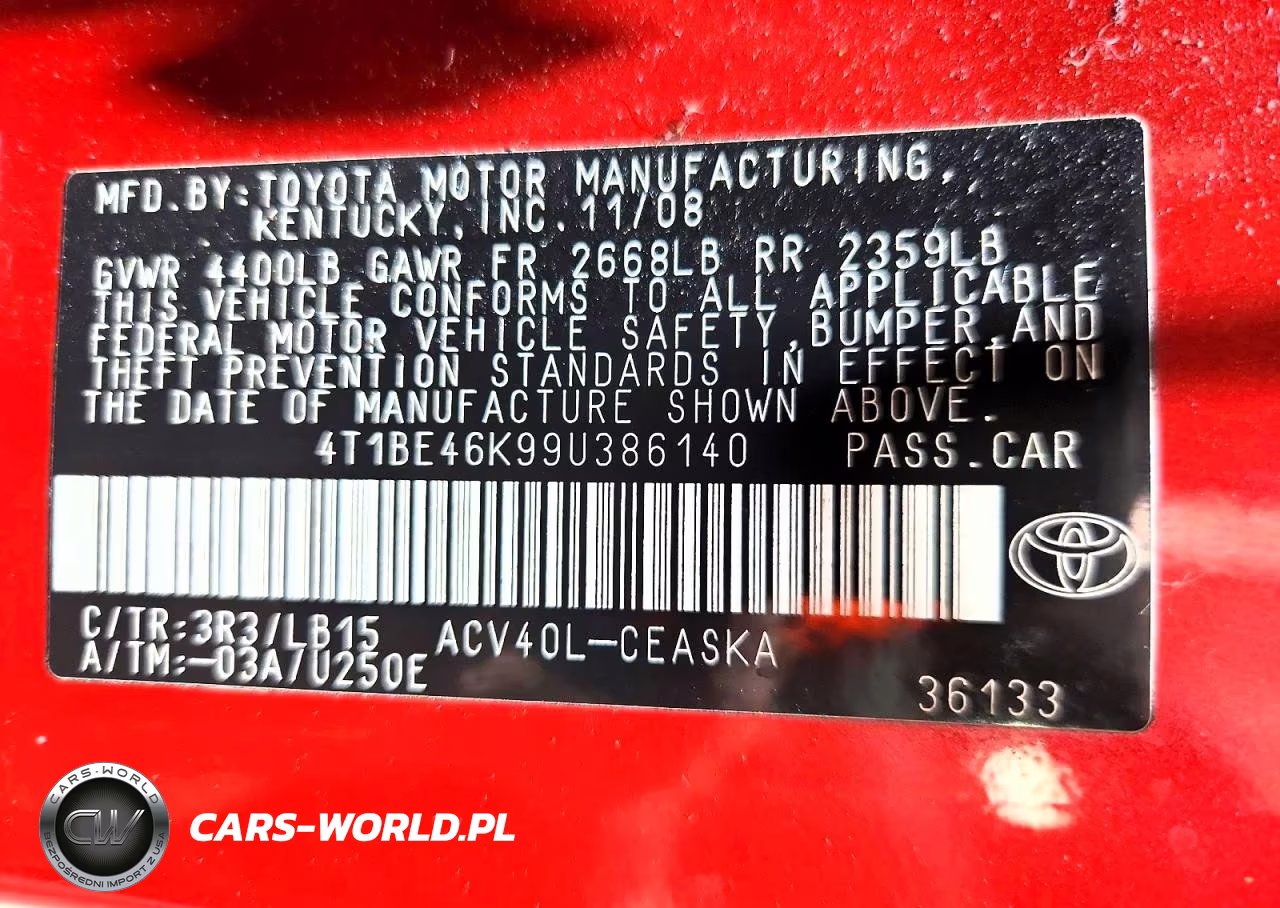 2009 Toyota Camry Base VIN:4T1BE46K99U386140 - 13