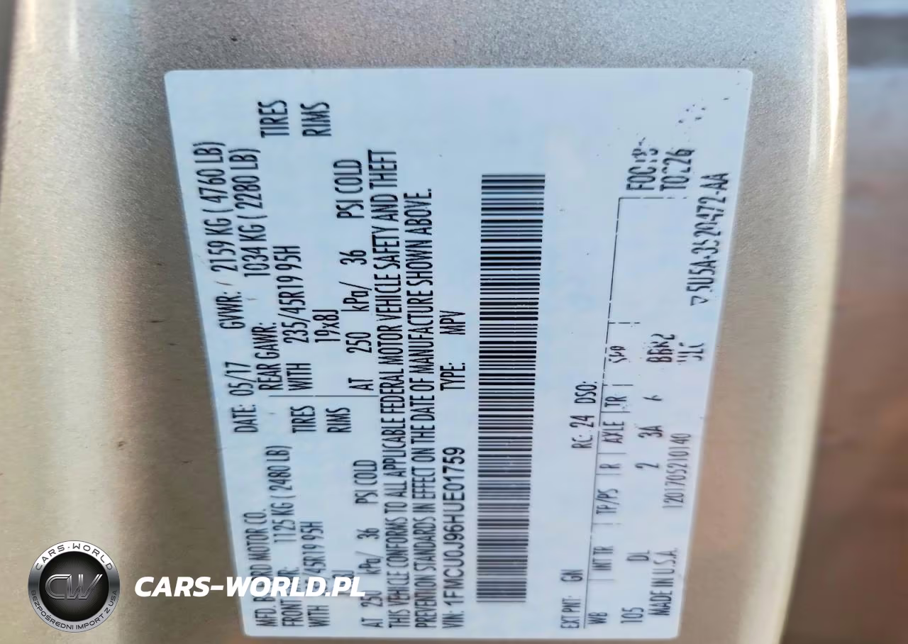 2017 Ford Escape Titanium VIN:1FMCU0J96HUE01759 - 14