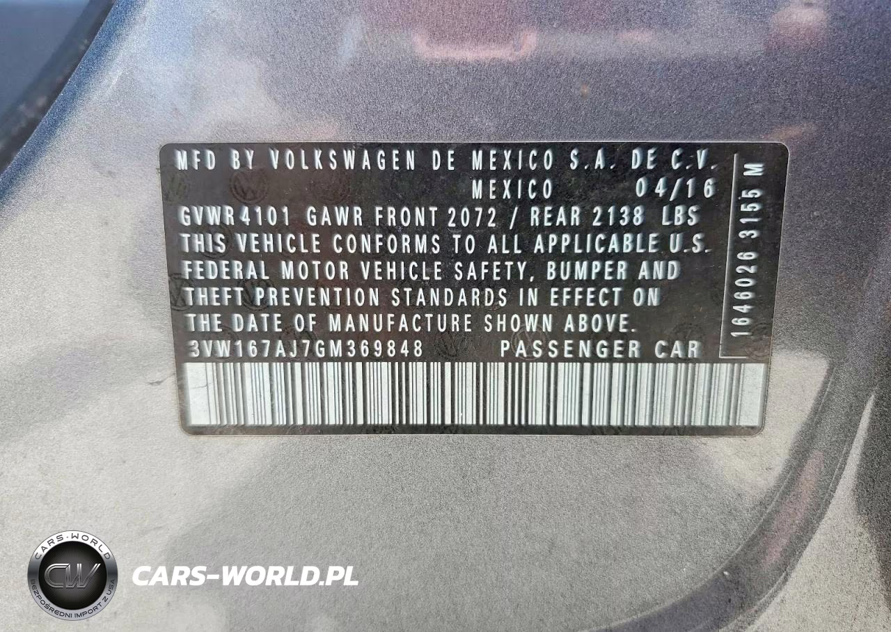 2016 Volkswagen Jetta S VIN:3VW167AJ7GM369848 - 12