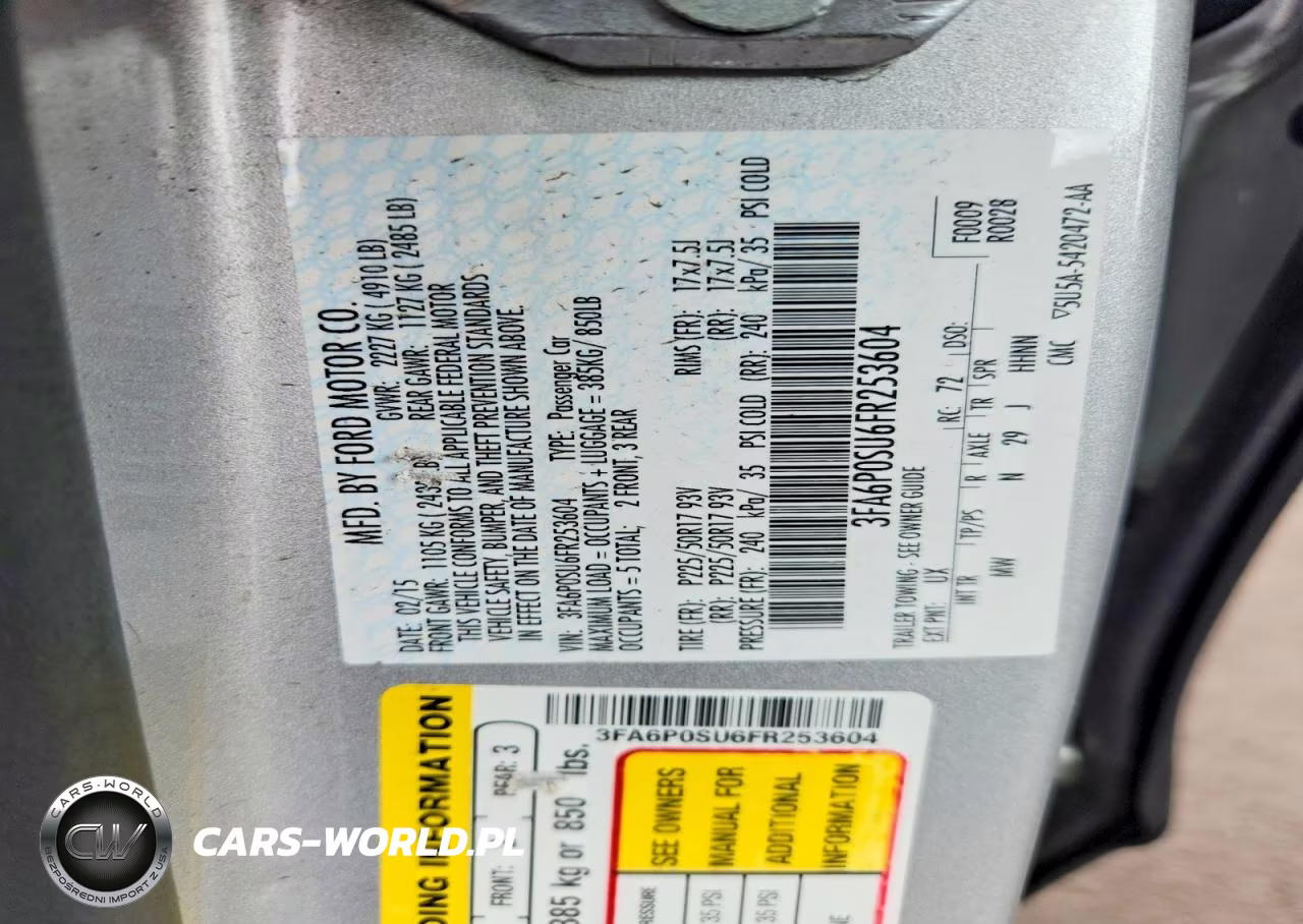 2015 Ford Fusion Titanium Phev VIN:3FA6P0SU6FR253604 - 12