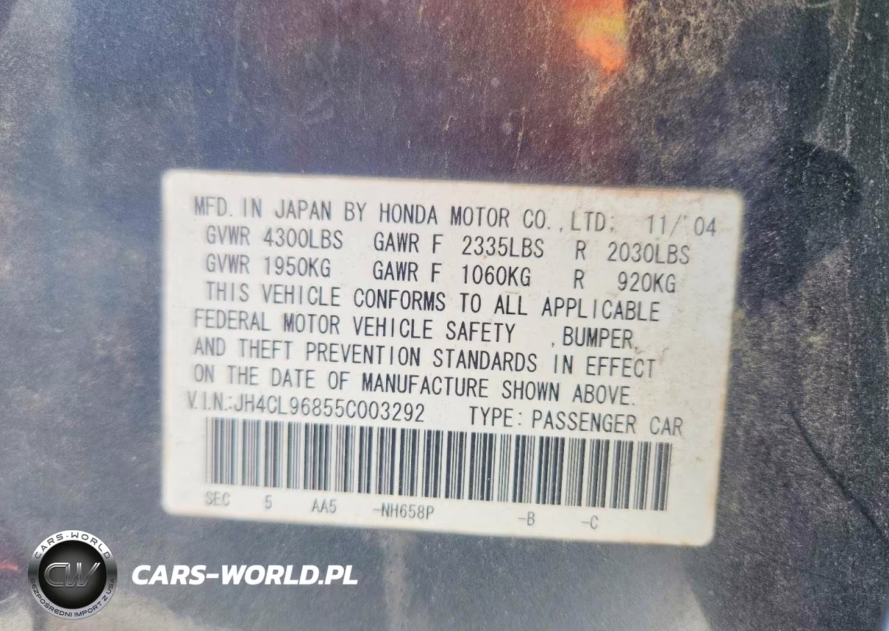 2005 Acura Tsx VIN:JH4CL96855C003292 - 13