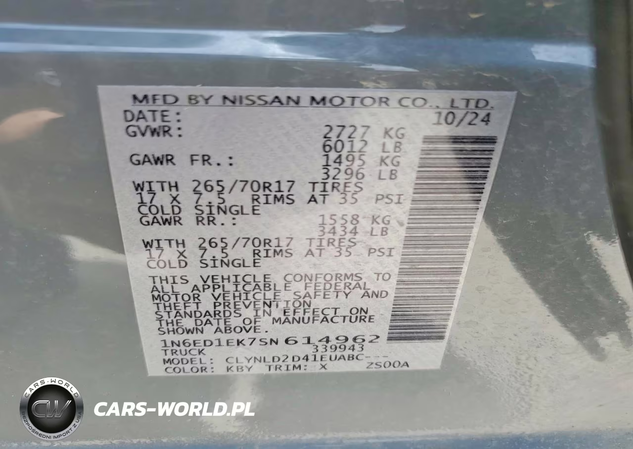 2025 Nissan Frontier Pro-4X VIN:1N6ED1EK7SN614962 - 12