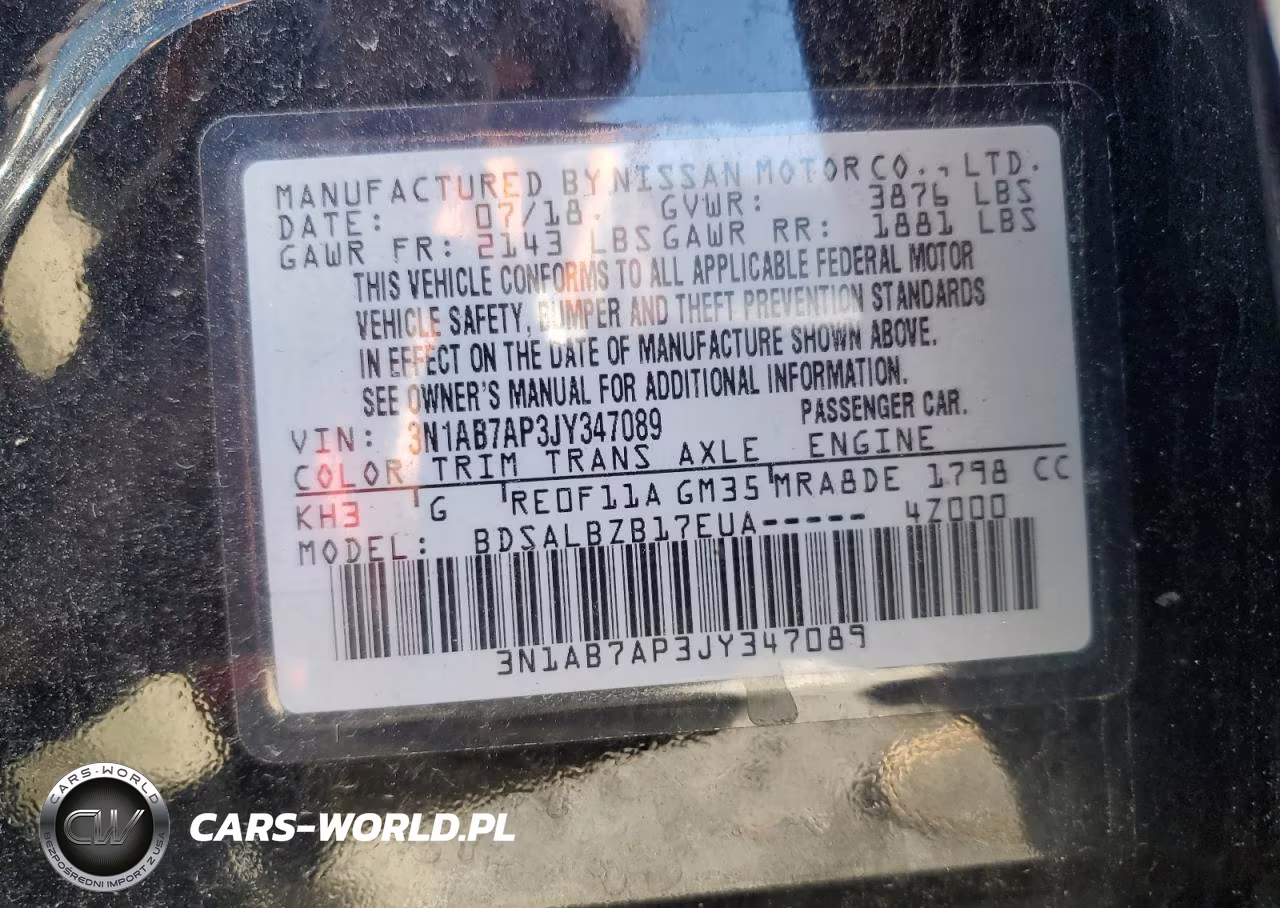 2018 Nissan Sentra VIN:3N1AB7AP3JY347089 - 12