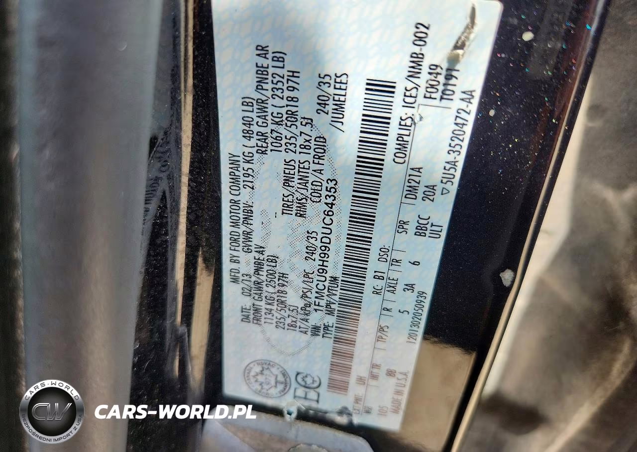 2013 Ford Escape Sel VIN:1FMCU9H99DUC64353 - 13