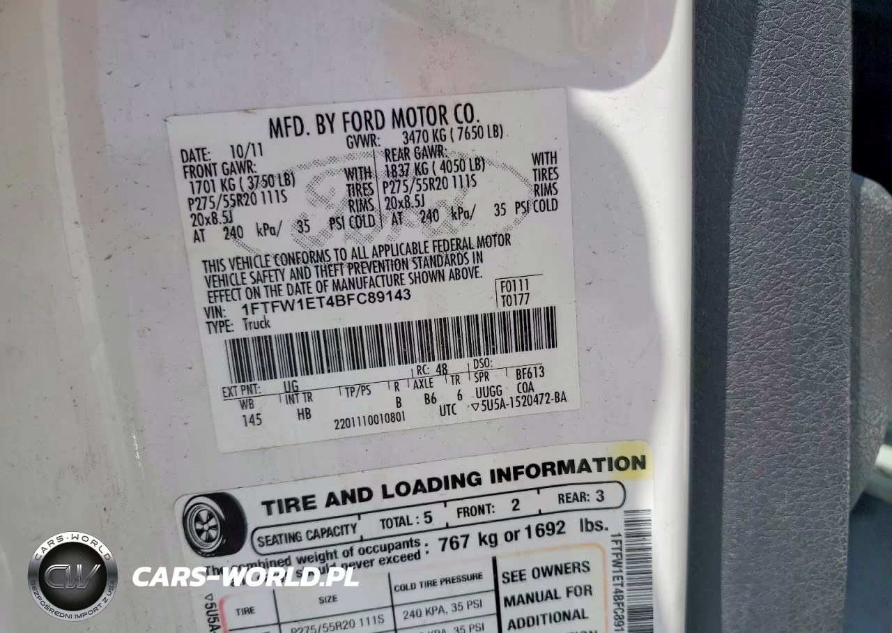 2011 Ford F150 Supercrew VIN:1FTFW1ET4BFC89143 - 12