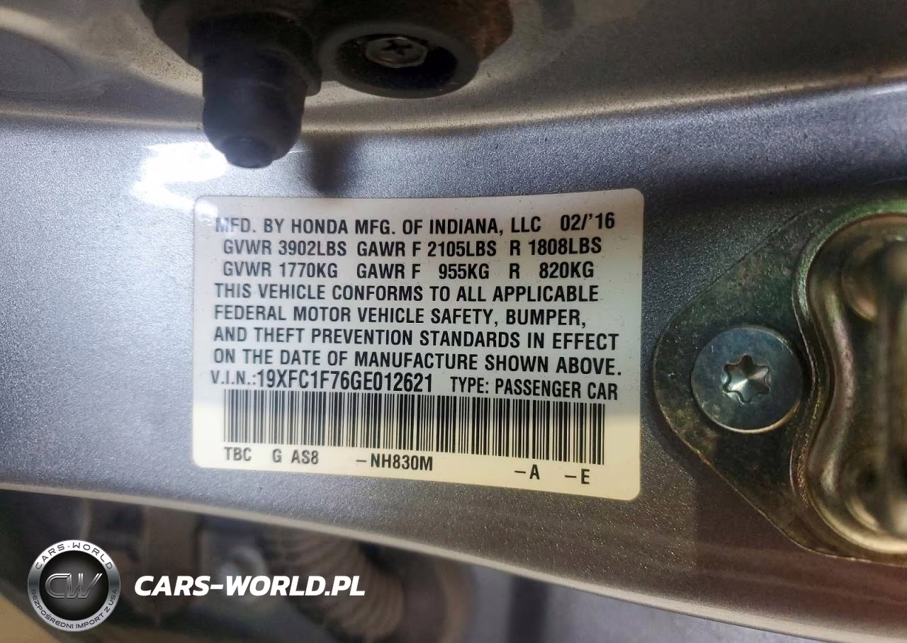 2016 Honda Civic Exl VIN:19XFC1F76GE012621 - 12