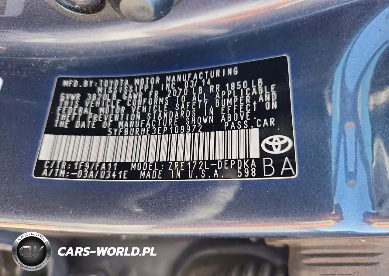 2014 Toyota Corolla L VIN:5YFBURHE3EP109972 - 12