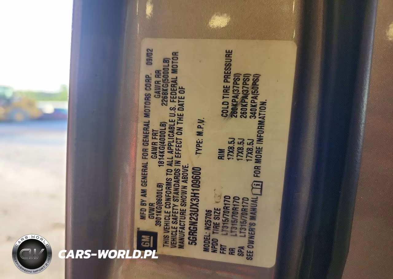 2003 Hummer H2 VIN:5GRGN23UX3H109600 - 13