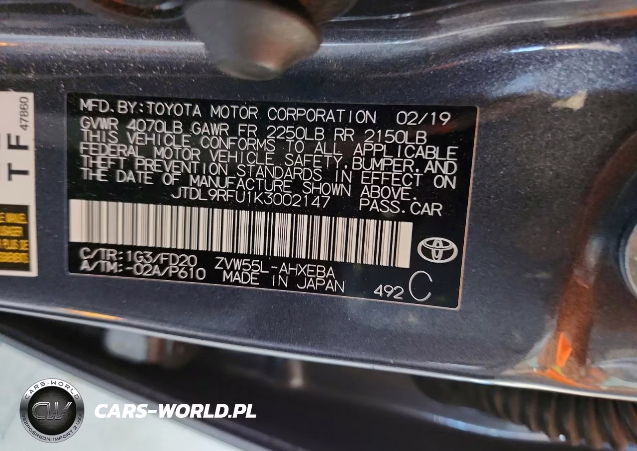 2019 Toyota Prius Le Awd-E VIN:JTDL9RFU1K3002147 - 12