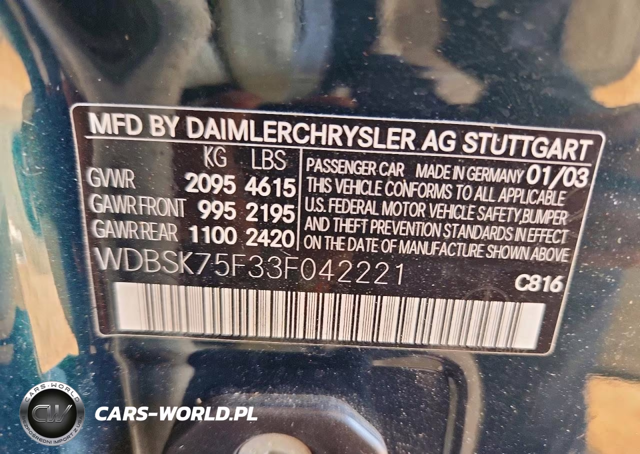 2003 Mercedes-Benz Sl 500R VIN:WDBSK75F33F042221 - 12
