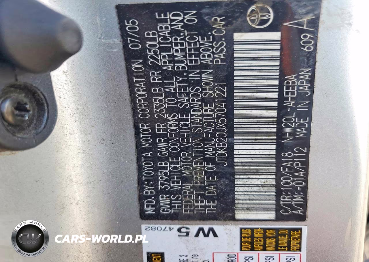 2005 Toyota Prius Base VIN:JTDKB20UX57041221 - 12