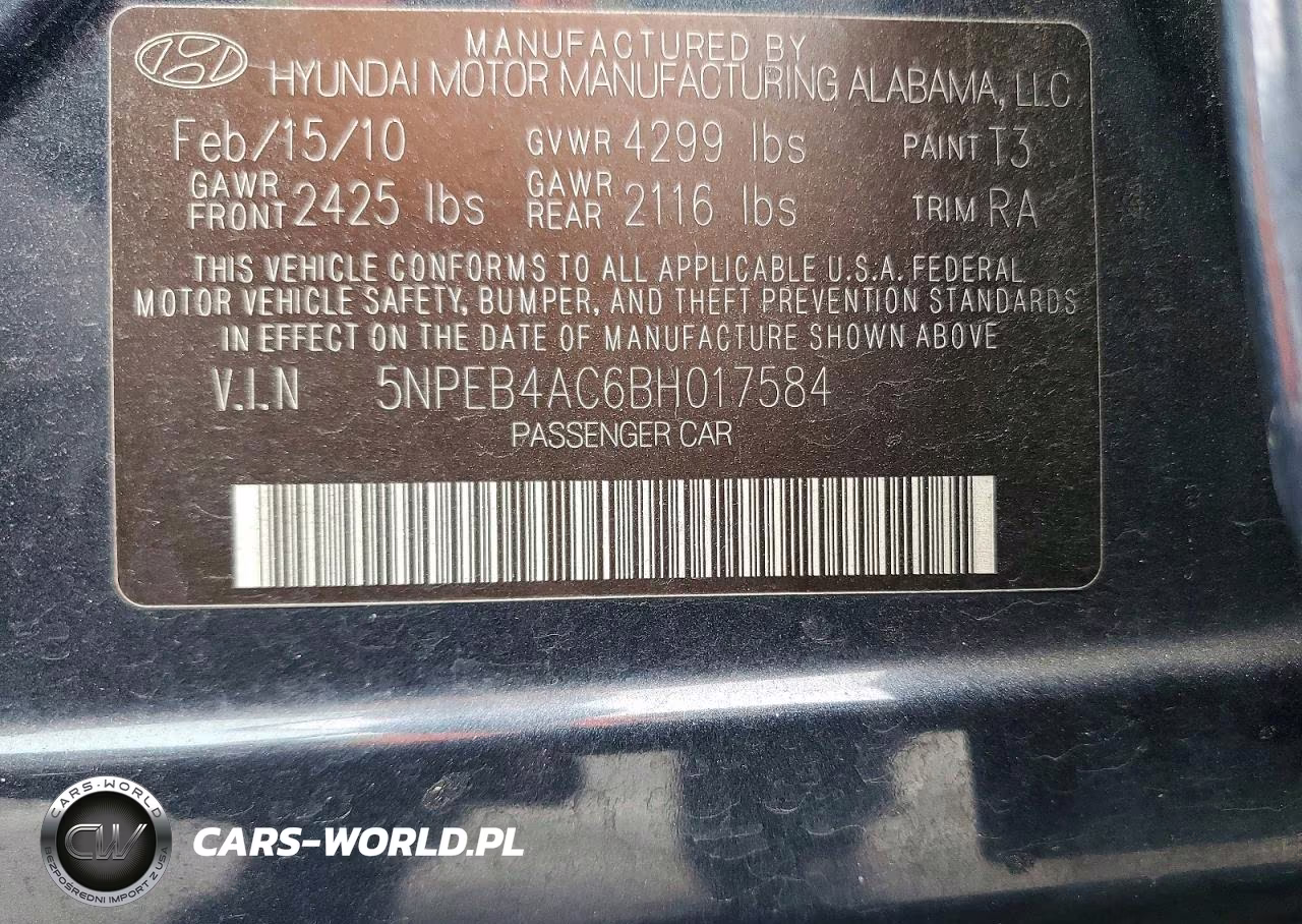 2011 Hyundai Sonata Gls VIN:5NPEB4AC6BH017584 - 13