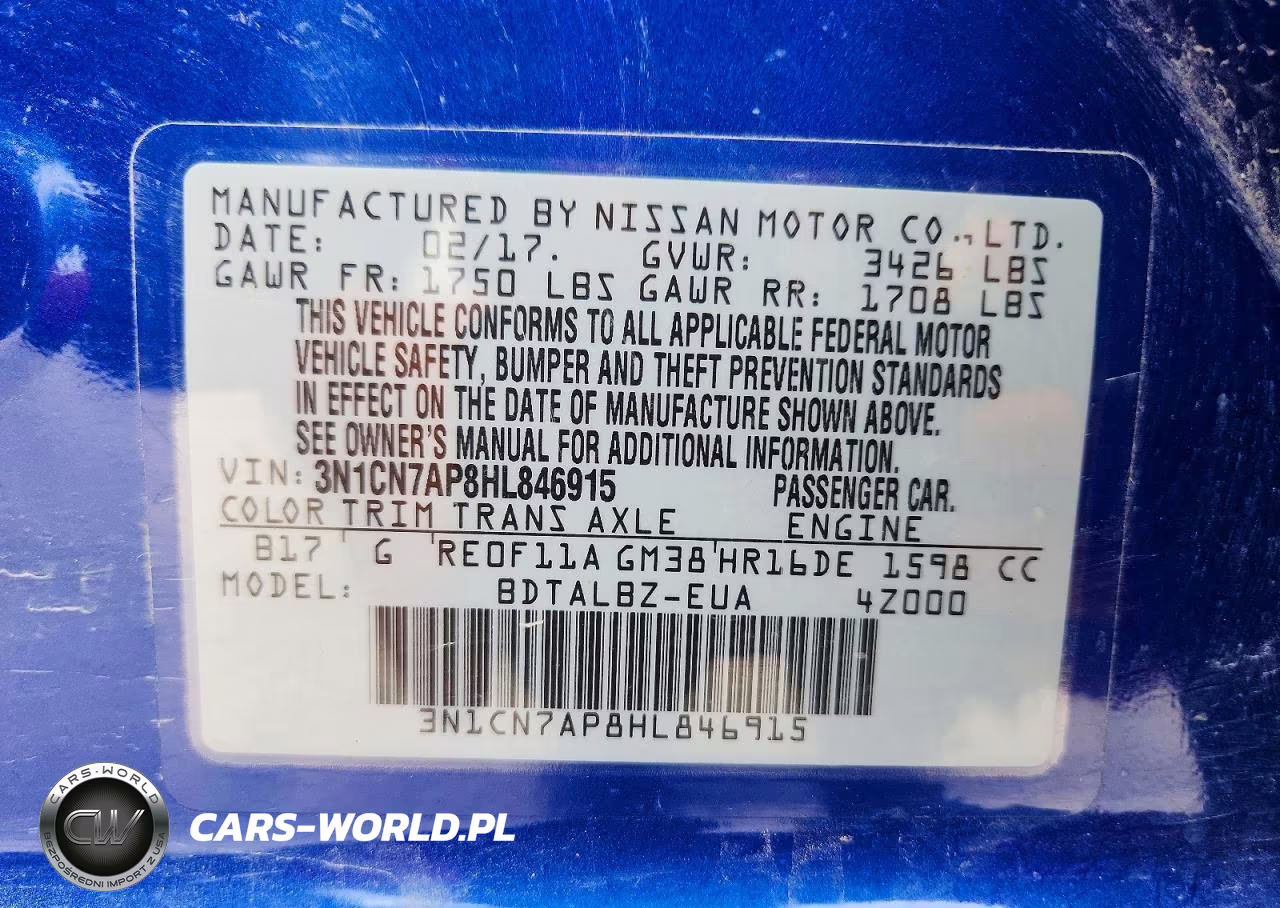 2017 Nissan Versa 1.6 Sv VIN:3N1CN7AP8HL846915 - 12