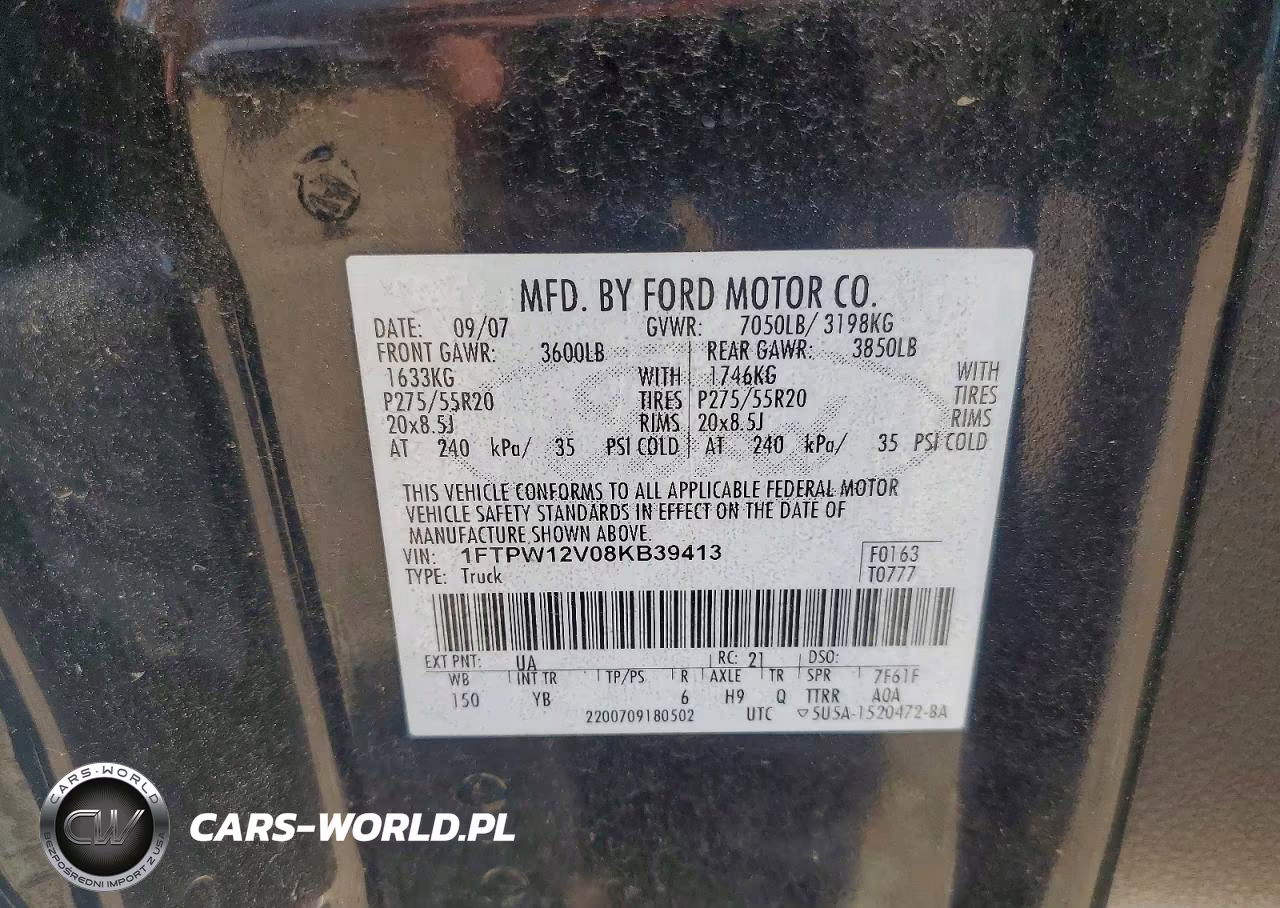 2008 Ford F150 Supercrew VIN:1FTPW12V08KB39413 - 12