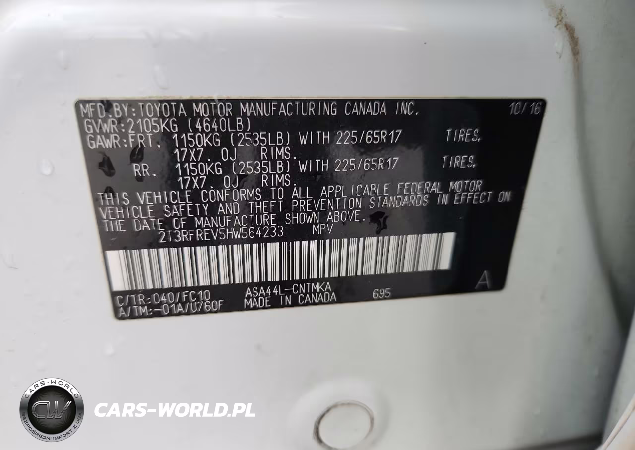 2017 Toyota Rav4 Xle VIN:2T3RFREV5HW564233 - 14