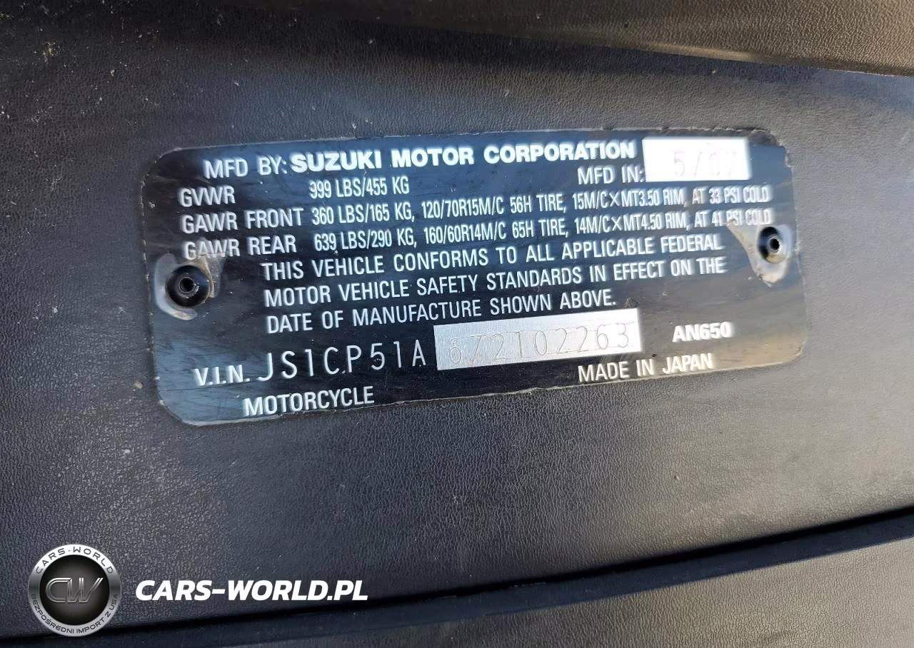 2007 Suzuki An650 VIN:JS1CP51A672102263 - 9