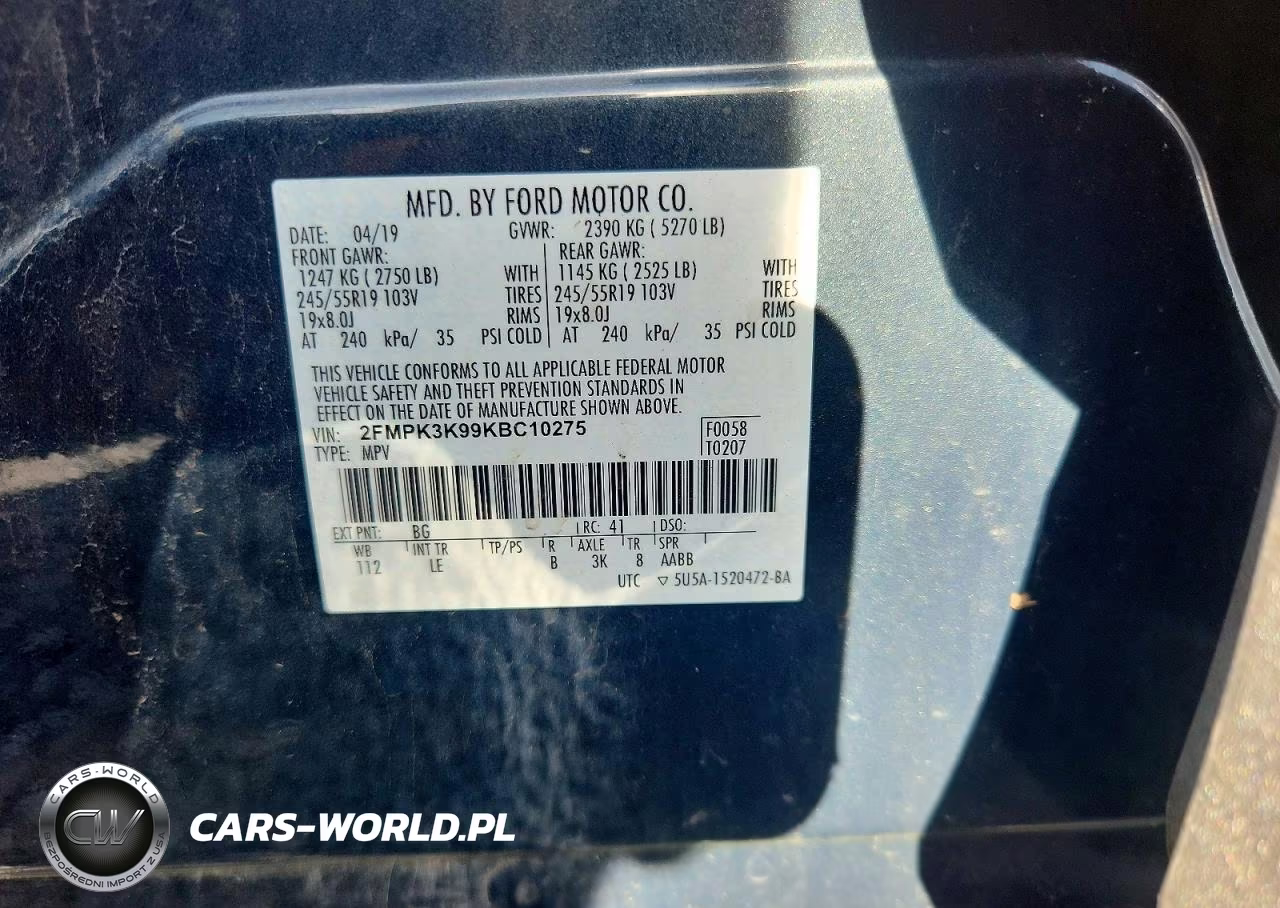 2019 Ford Edge Titanium VIN:2FMPK3K99KBC10275 - 12
