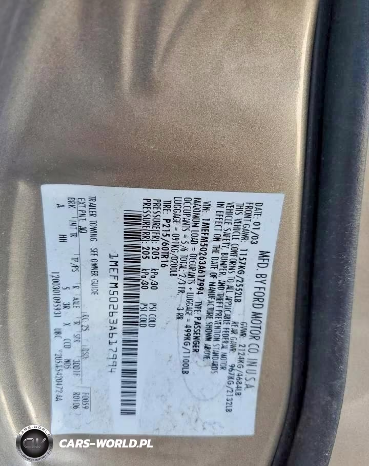 2003 Mercury Sable Gs VIN:1MEFM50263A617994 - 12