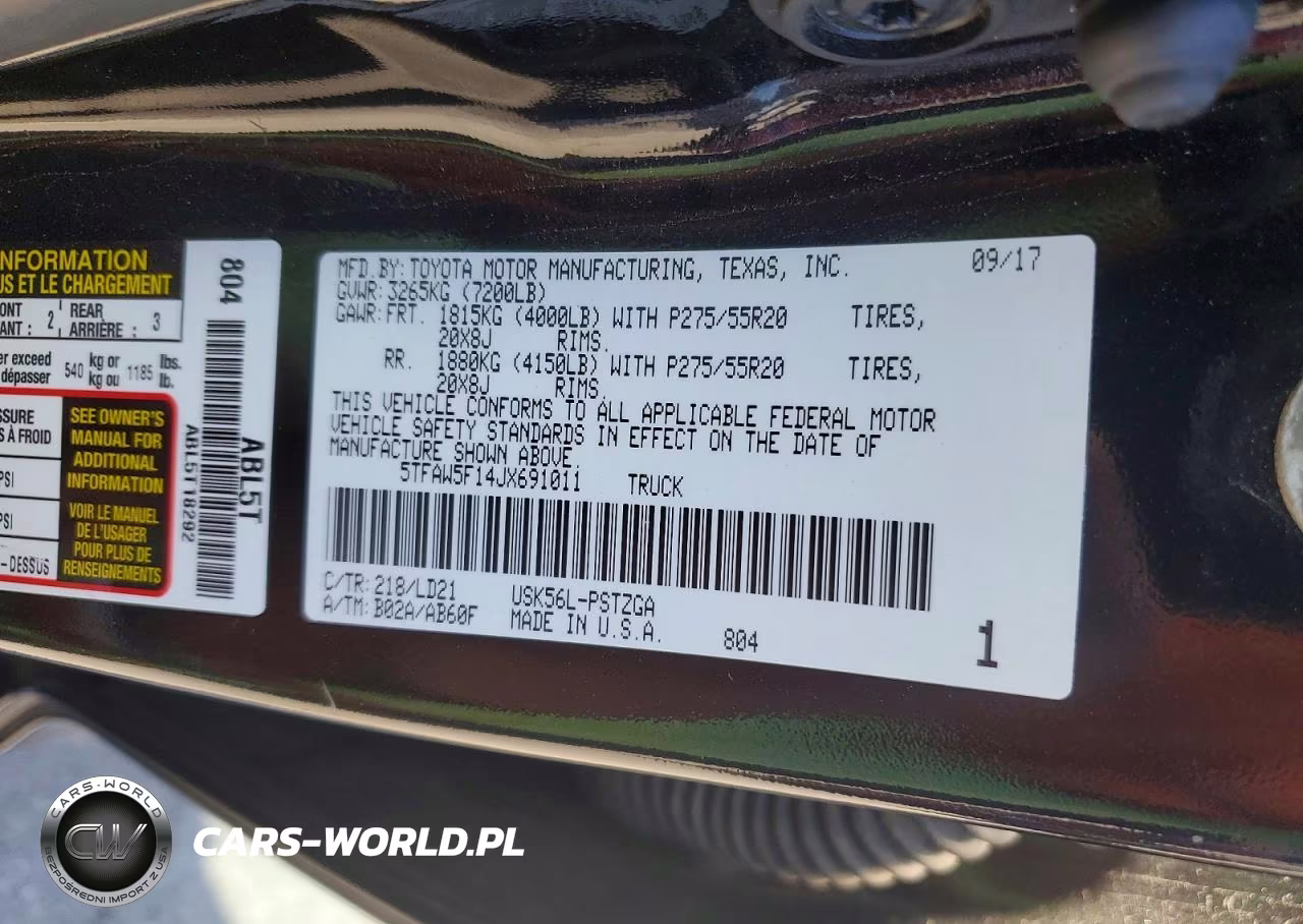 2018 Toyota Tundra 1794 Edition VIN:5TFAW5F14JX691011 - 12