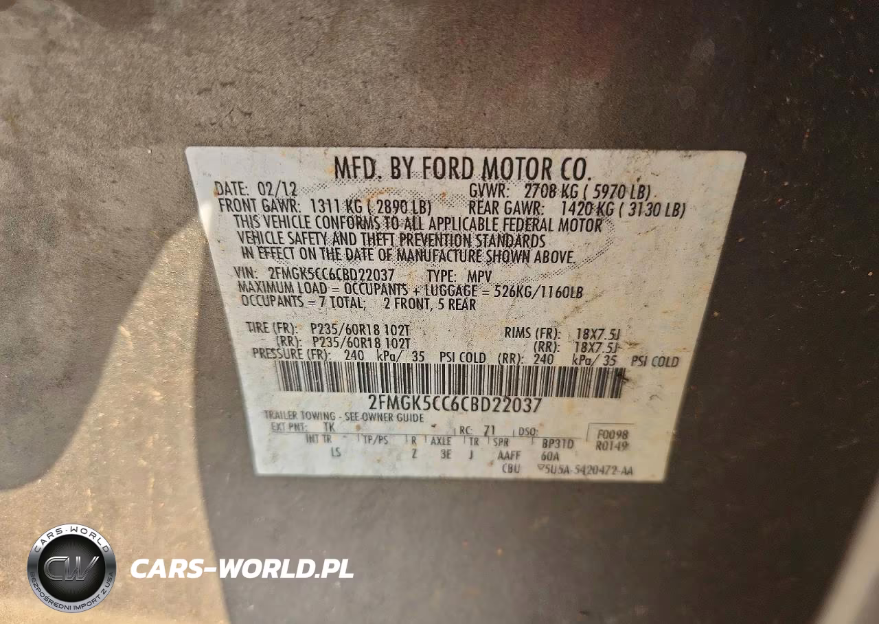 2012 Ford Flex Sel VIN:2FMGK5CC6CBD22037 - 13