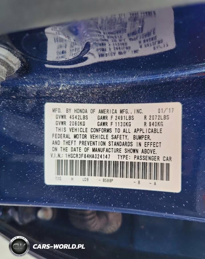2017 Honda Accord Exl VIN:1HGCR3F84HA024147 - 12