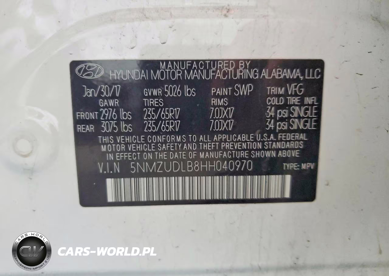 2017 Hyundai Santa Fe Sport 2.4L VIN:5NMZUDLB8HH040970 - 13